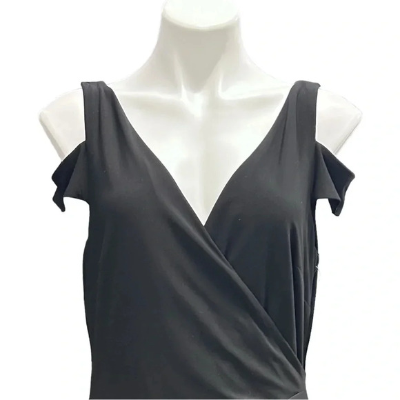 Lauren Ralph Lauren Faux Wrap V-Neck Cold Shoulder Cocktail Knee Length Dress - Picture 3 of 8